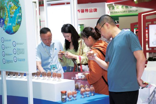 2024飼料工業(yè)展覽會(huì )上，客商在了解飼料產(chǎn)品?！∞r民日報·中國農網(wǎng)記者　雷少斐　攝